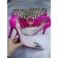 Leder und PVC High Heel Kleid Schuhe und Leopard Handtaschen (G-15)